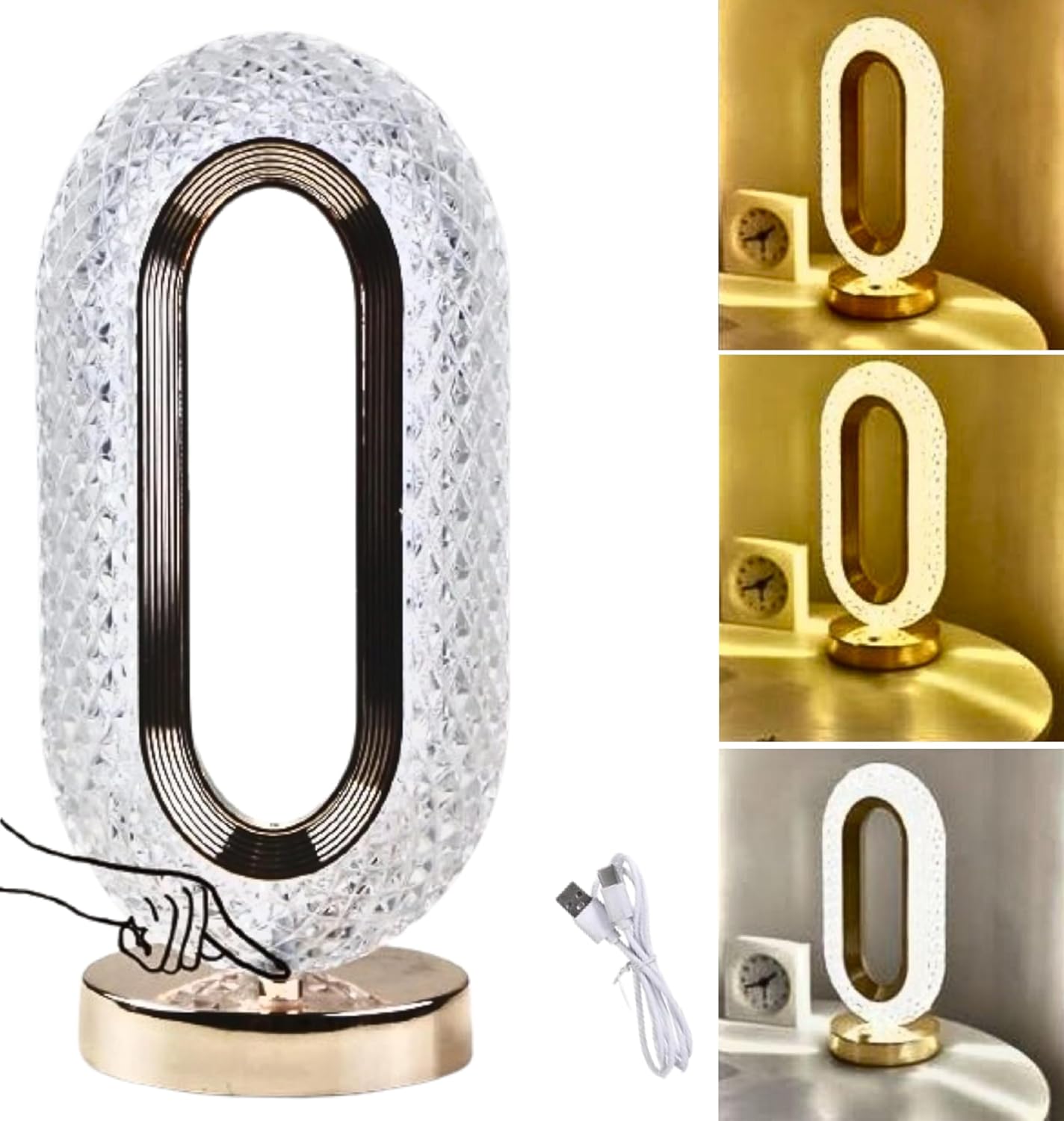 Lampa LED, din cristal acrilic, lumina ambientala, reincarcabila