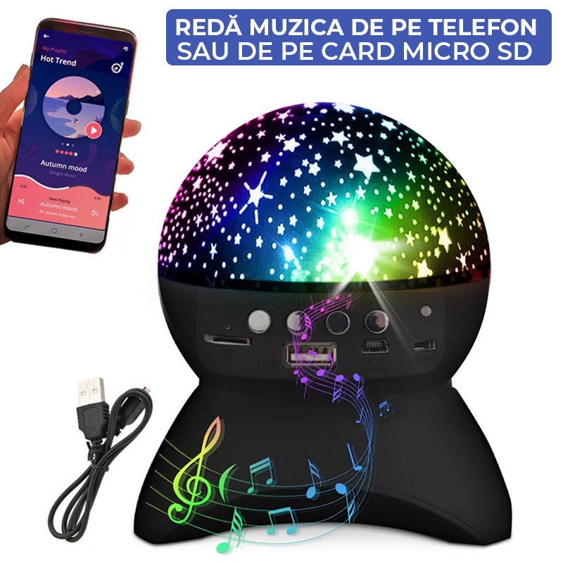 Lampă Cu Boxă Bluetooth si Proiecție de Stele