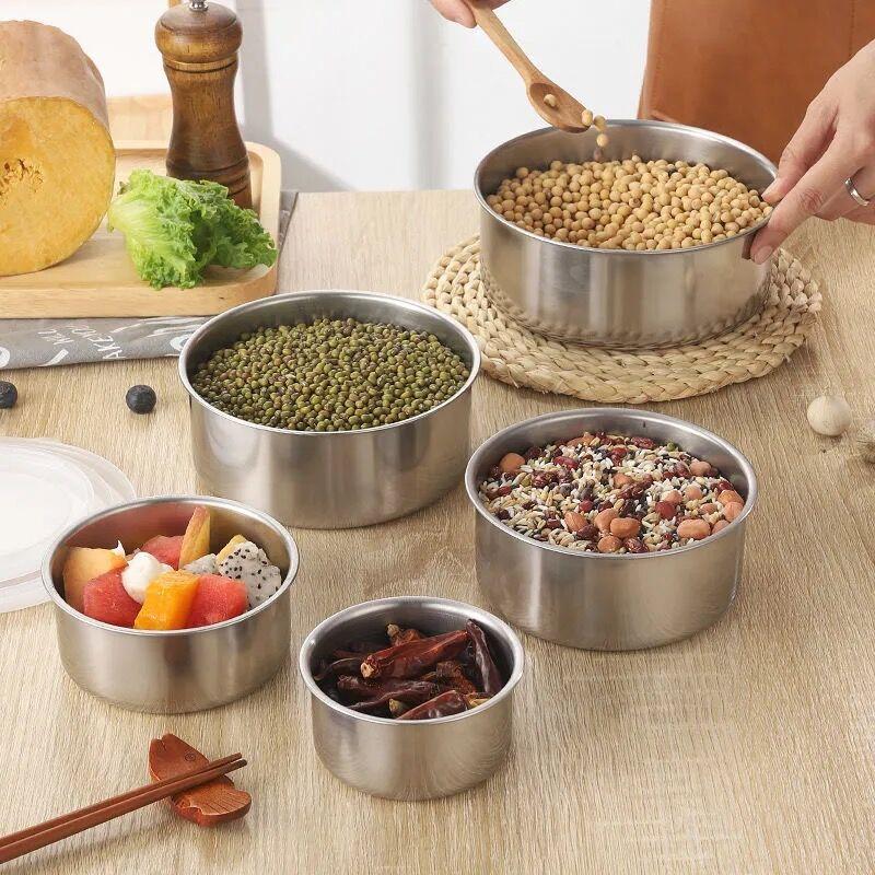 5x Set Premium din otel inoxidabil cu capac