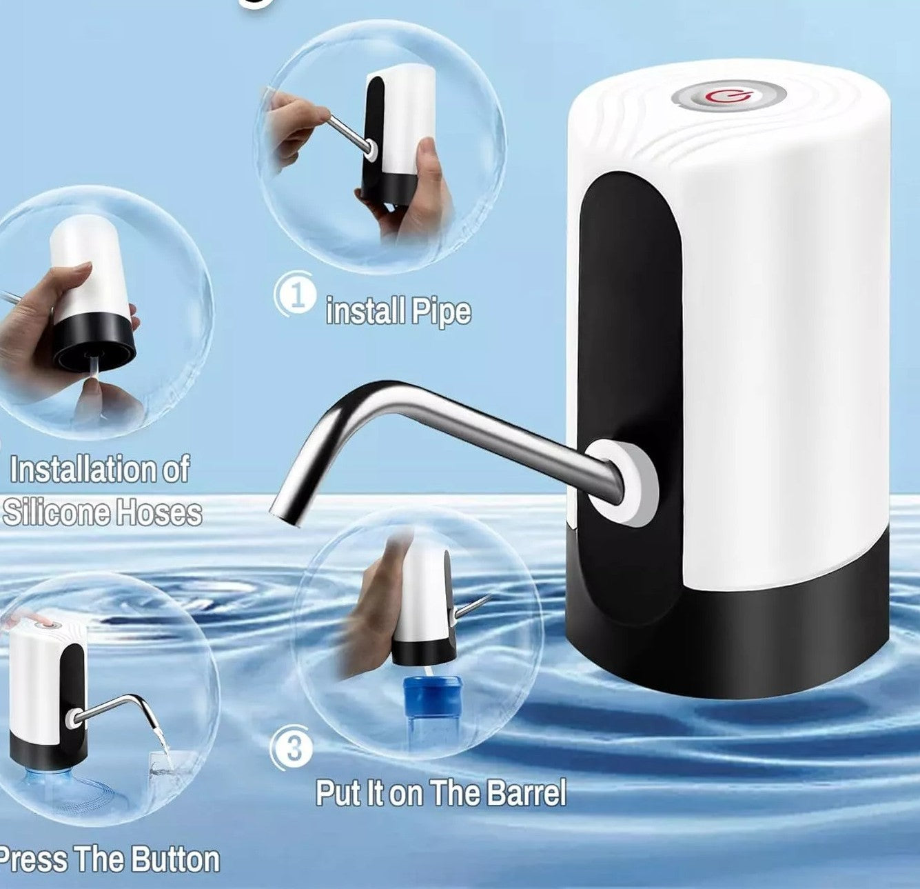 Pompa electrica cu incarcare USB pentru bidoane apa