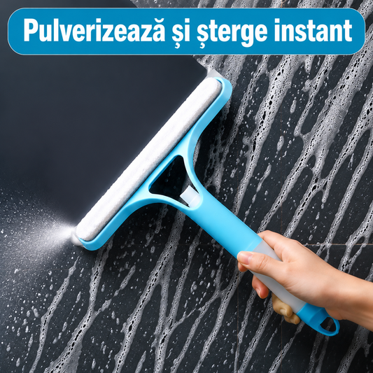 Ștergător Geam 3 în 1 cu Rezervor – Pulverizează, Spală și Usucă Fără Găleată, Fără Dungi. 1 + 1 GRATIS