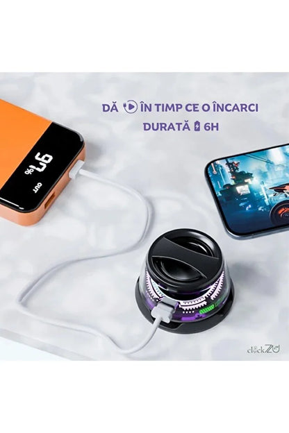 Boxă Bluetooth Magnetică – Bass Puternic + Suport