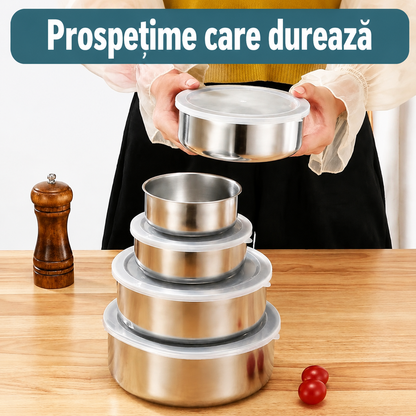 5x Set Premium din otel inoxidabil cu capac