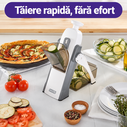 Feliator Manual cu 8 Grosimi – Taie Felii, Julienne, Cuburi și Pai Fără să Schimbi Lama