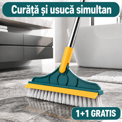 Mătură de Podea 2 în 1 – Fără să te Apleci, Perie Rigidă + Racleta Cauciuc, 110cm.