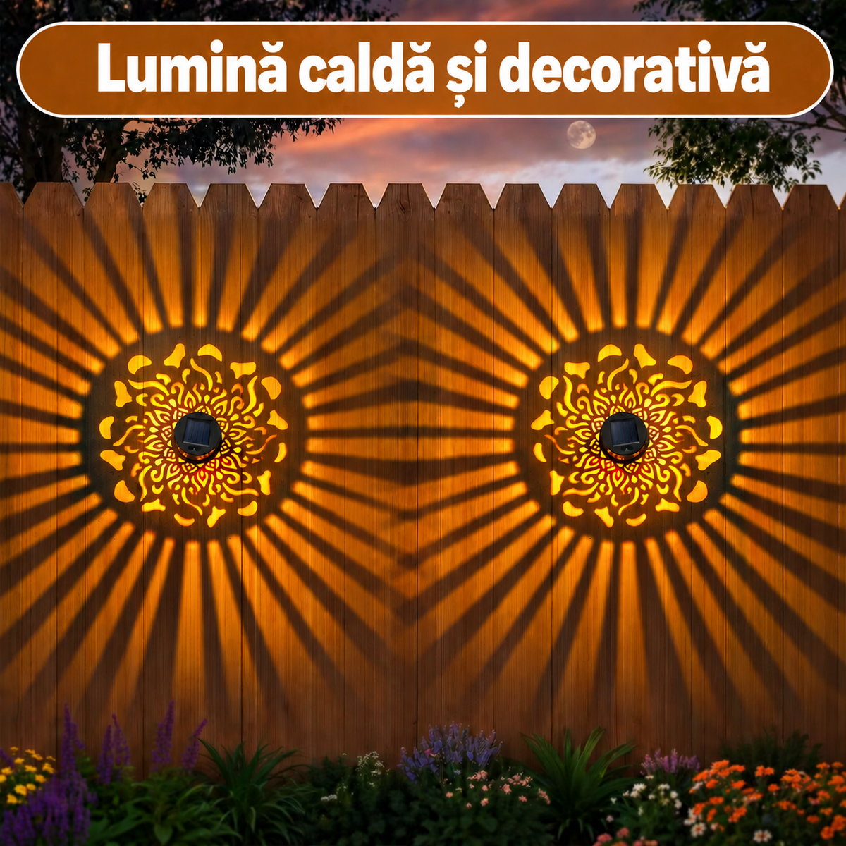 Set 2 Lămpi Solare Cu Model Mandala Decorativ