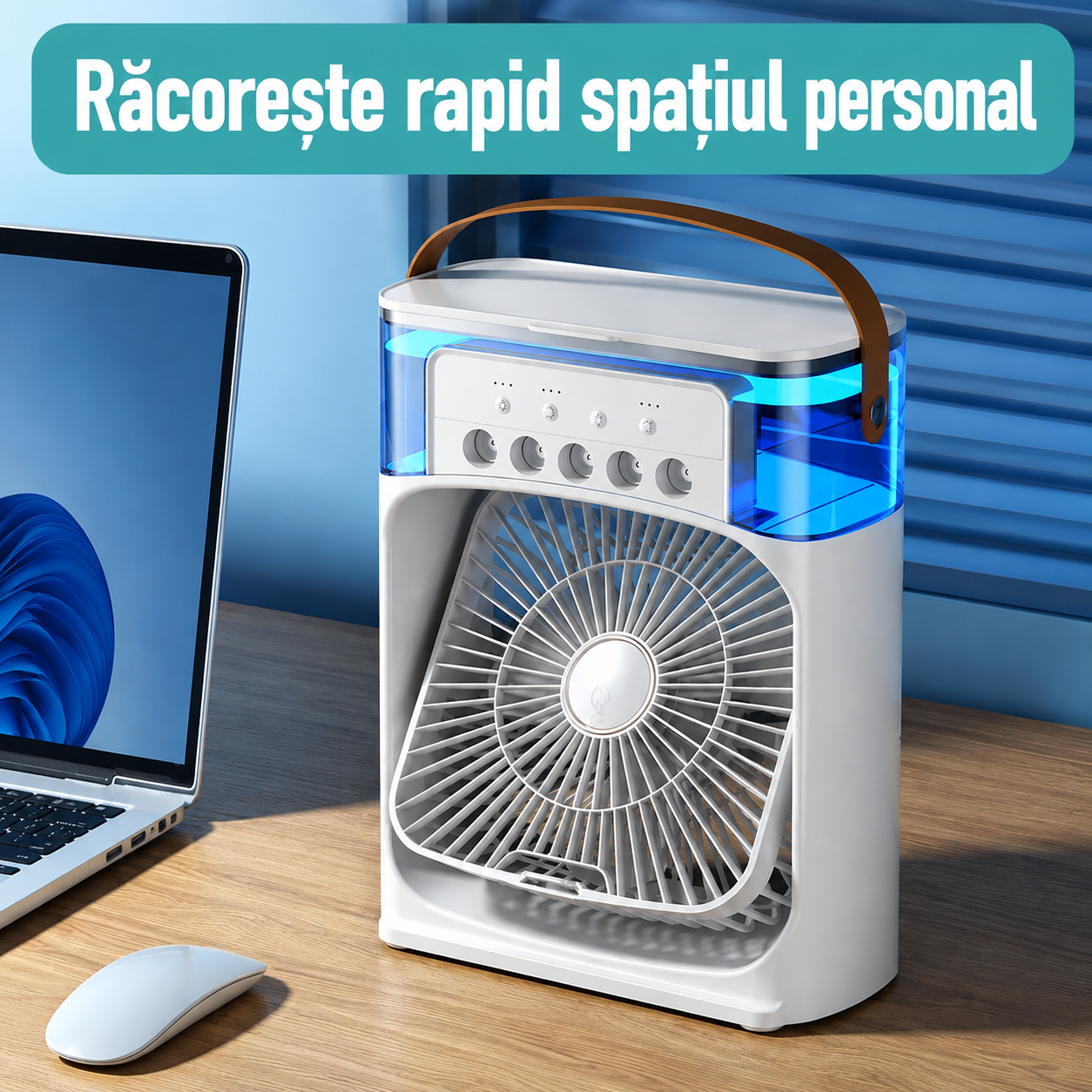 Mini Aer Cooler USB cu 3 Viteze, Aromaterapie și Pulverizare – Ideal pentru Birou și Dormitor