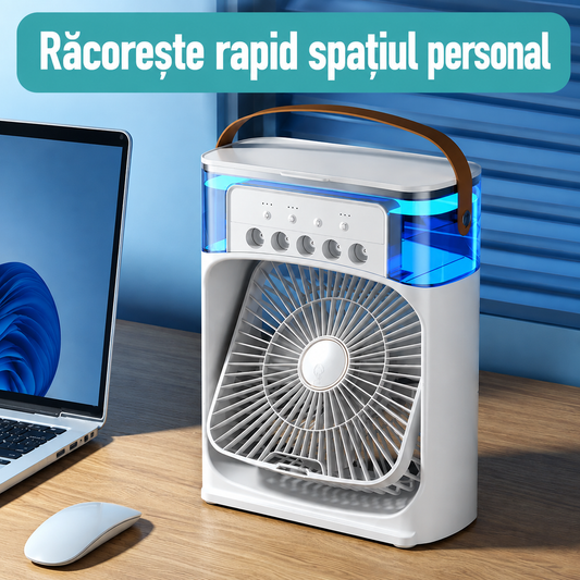 Mini Aer Cooler USB cu 3 Viteze, Aromaterapie și Pulverizare – Ideal pentru Birou și Dormitor