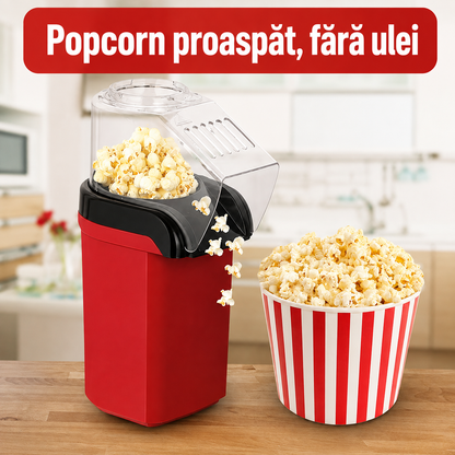 Aparat de Popcorn cu Aer Cald – Fără Ulei, Gata în 2 Minute, 98% Boabe Expandate