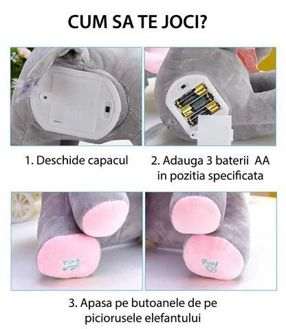 Elefănțel Interactiv de Pluș – Cântă, Vorbește și Joacă Cucu-Bau
