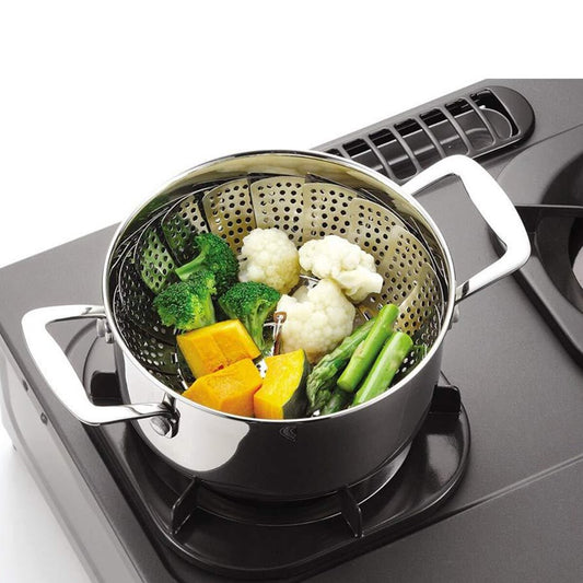 Gătește Sănătos Fără Ulei – Sită Pliabilă din Inox pentru Gătit la Aburi