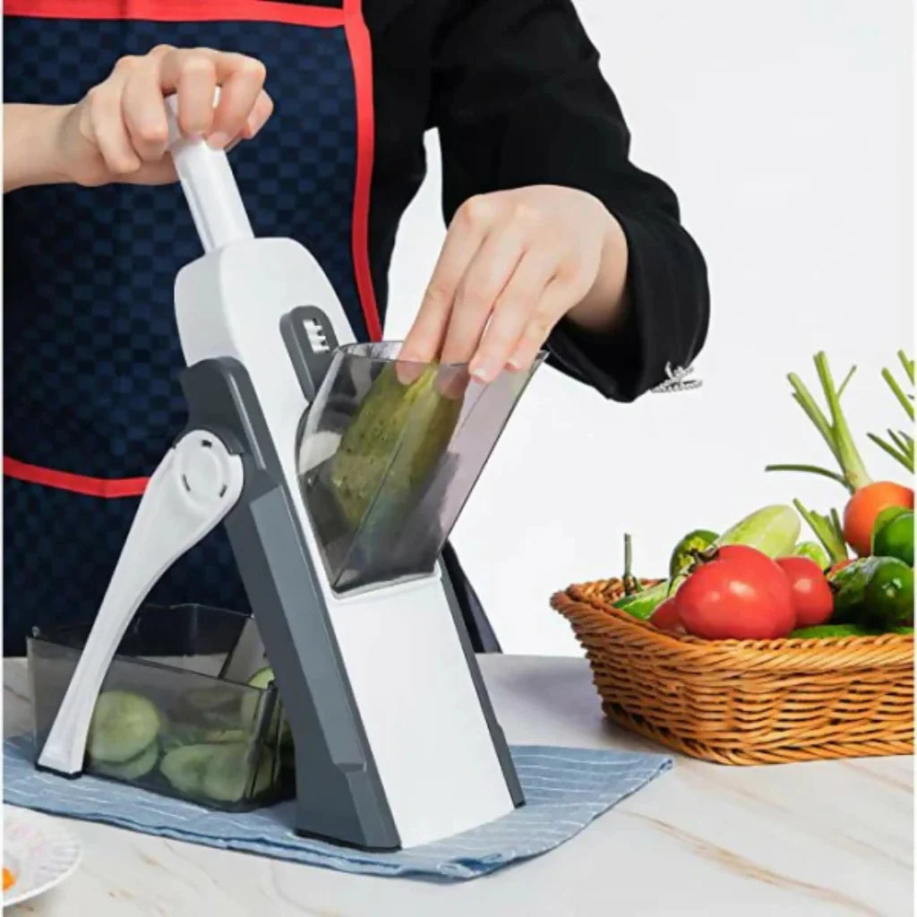 Feliator Manual cu 8 Grosimi – Taie Felii, Julienne, Cuburi și Pai Fără să Schimbi Lama